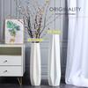 Ceramic Floor Large Vase 24 Inches Tall,White Modern Flower Tall Vases for Office, Home,Farmhouse,Living Room Dcor,Simple Origami Design Fall Decorative Porcelain Flower Arrangement Vase Ideal Gift view 3