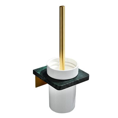 NOVOCE Toilet Brushes Set and Holder Loo Brushes Wall Mounted Loo Brush No Drilling Marble/Ceramic Cup for Toilet Bathroom-Black (Color : Green)