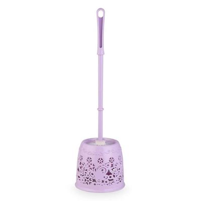NOVOCE Toilet Brush with Holder Plastic Home Toilet Brush Holder Stand Guard Set Bathroom Cleaning Tools Cleaning Brush Long Handle Toilet Brush (Color : Purple)