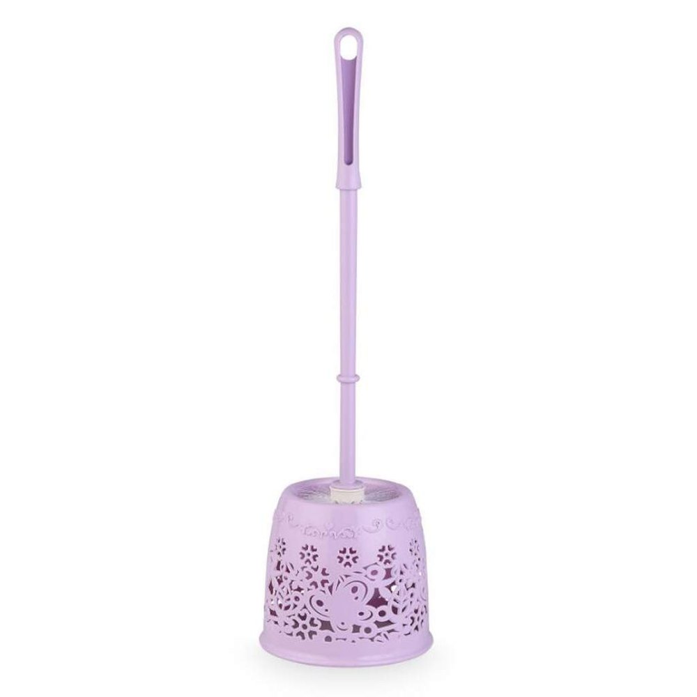 NOVOCE Toilet Brush with Holder Plastic Home Toilet Brush Holder Stand Guard Set Bathroom Cleaning Tools Cleaning Brush Long Handle Toilet Brush (Color : Purple)