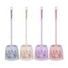 NOVOCE Toilet Brush with Holder Plastic Home Toilet Brush Holder Stand Guard Set Bathroom Cleaning Tools Cleaning Brush Long Handle Toilet Brush (Color : Purple) view 3