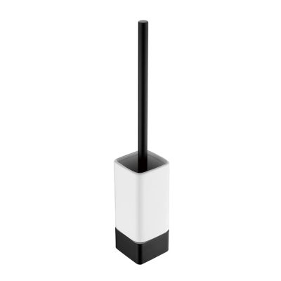 NOVOCE Toilet Brush Bathroom Toilet Brush Holders Black Aluminum Toilet Brush Wall Mounted Tape Free Punch for Bathroom Storage and Cleaner Silicone Toilet Brush