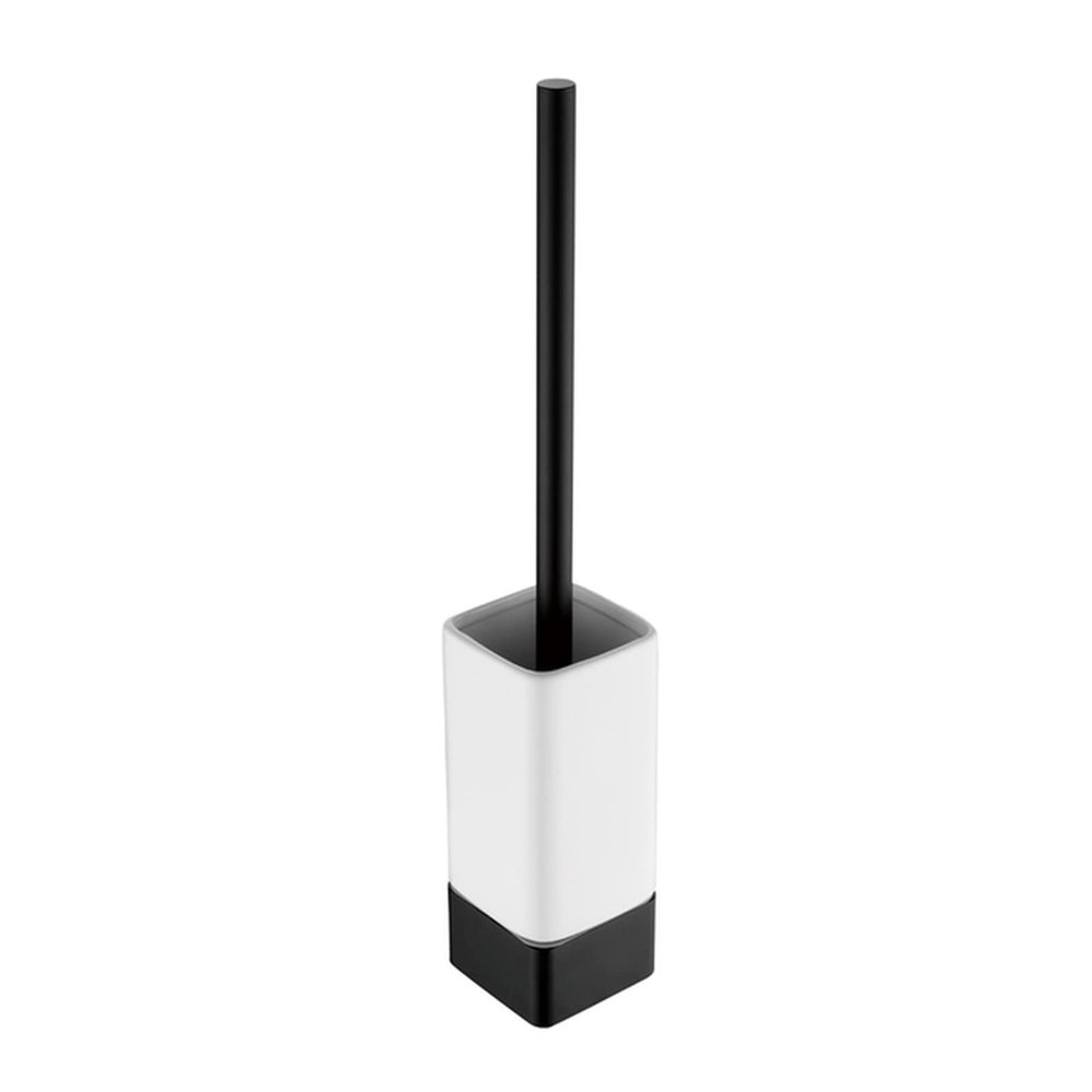 NOVOCE Toilet Brush Bathroom Toilet Brush Holders Black Aluminum Toilet Brush Wall Mounted Tape Free Punch for Bathroom Storage and Cleaner Silicone Toilet Brush