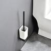 NOVOCE Toilet Brush Bathroom Toilet Brush Holders Black Aluminum Toilet Brush Wall Mounted Tape Free Punch for Bathroom Storage and Cleaner Silicone Toilet Brush view 2