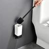 NOVOCE Toilet Brush Bathroom Toilet Brush Holders Black Aluminum Toilet Brush Wall Mounted Tape Free Punch for Bathroom Storage and Cleaner Silicone Toilet Brush view 3