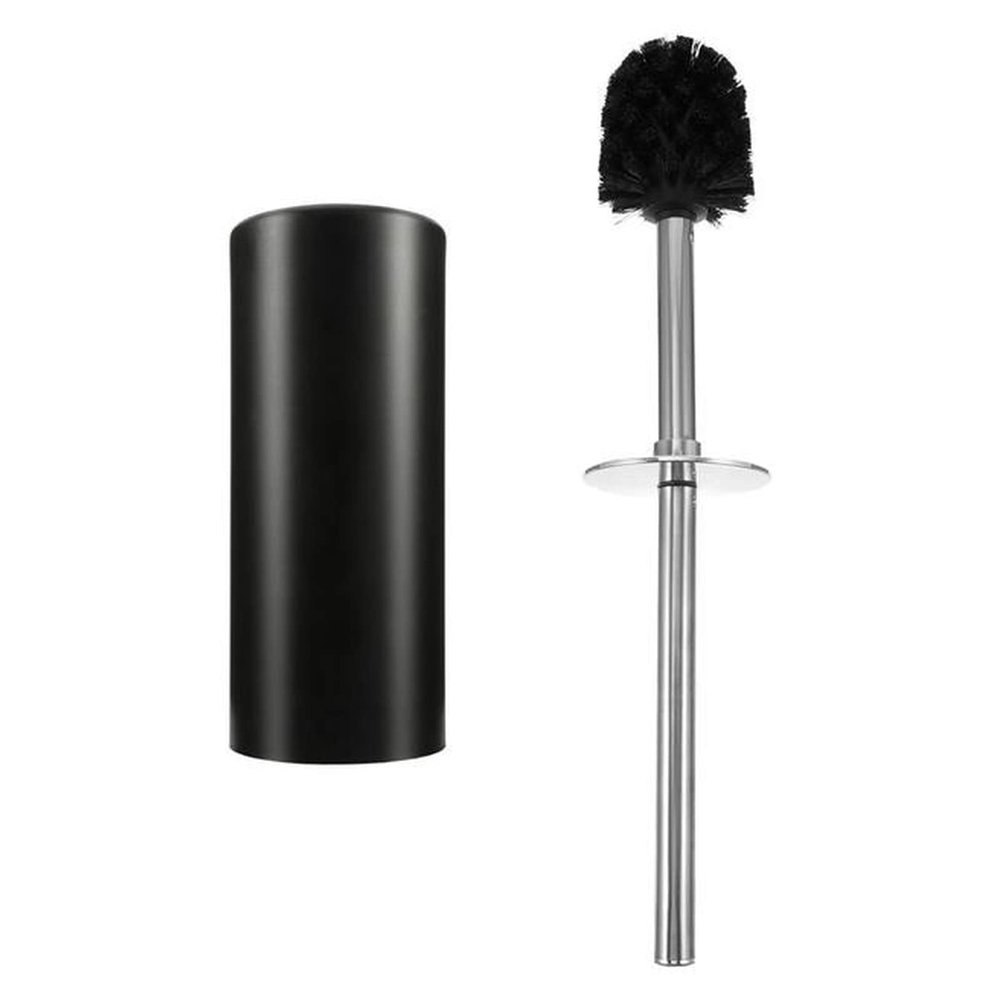 NOVOCE Toilet Brush 1pc Toilet Brush and Holder Set Long Handle Stainless Steel Brush Bathroom Brush Toilet Cleaning Tool Set Silicone Toilet Brush (Color : Black)