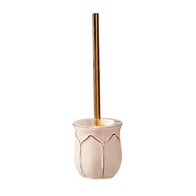 NOVOCE Toilet Brush with Holder Ceramic Toilet Brush and Bracket Bathroom Toilet Toilet Brush Set Stainless Steel Handle Soft Hair Toilet Brush (Color : B)