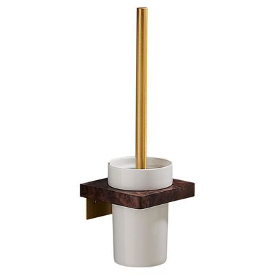 NOVOCE Toilet Brushes Set Wall Mounted Loo Brushes Wooden Bathroom Brush Long Handle and Holder No Drilling for Toilets-A