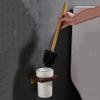 NOVOCE Toilet Brushes Set Wall Mounted Loo Brushes Wooden Bathroom Brush Long Handle and Holder No Drilling for Toilets-A view 2