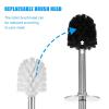 NOVOCE Toilet Brush 1pc Toilet Brush and Holder Set Long Handle Stainless Steel Brush Bathroom Brush Toilet Cleaning Tool Set Silicone Toilet Brush (Color : White) view 4