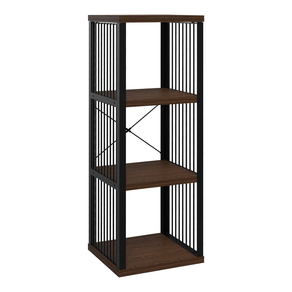 ClosetMaid 3-Cube Storage Organizer Bookshelf, Storage Shelf, Metal Frame, Wood Shelves, Easy Assembly, Black/Apple Walnut