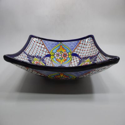 16" RECTANGULAR TALAVERA SINK vessel mexican bathroom handmade ceramic folk art