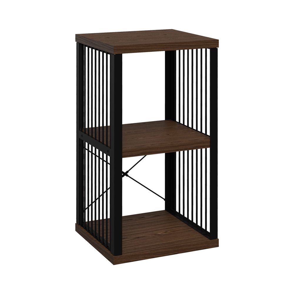ClosetMaid 2-Cube Storage Organizer Bookshelf, Storage Shelf, Metal Frame, Wood Shelves, Easy Assembly, Black/Apple Walnut