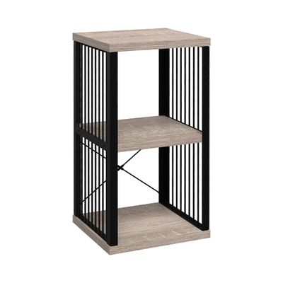 ClosetMaid 2-Cube Storage Organizer Bookshelf, Storage Shelf, Metal Frame, Wood Shelves, Easy Assembly, Black/Weathered Gray