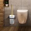 NOVOCE Toilet Brushes Set and Holder Loo Brushes Wall Mounted Loo Brush No Drilling Marble/Ceramic Cup for Toilet Bathroom-Black (Color : Black) view 2