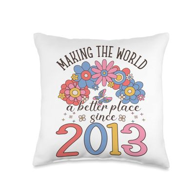 10 Birthday Making the world a better place since 2013 Throw Pillow