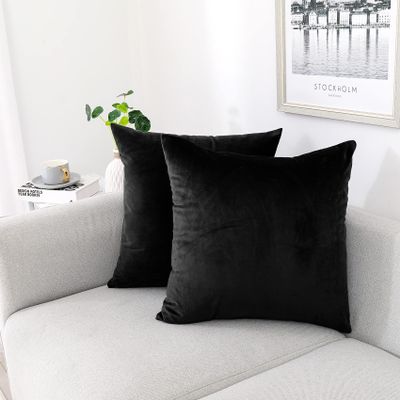 NiNi ALL Decorative Throw Pillow Covers Pack of 2, Velvet Throw Pillow Cases for Couch Pillows Cover Bedroom Living Room Outdoor, Pillow Covers 26x26 Inch Black