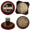 In Two The Wild Tree Boys 2nd Birthday Party Supplies - 64 Piece Rustic Bear Second Birthday Tableware Set Includes Large 9" Dinner Plates and 7" Dessert Paper Plates Napkins Cups - Kit for 16 view 1