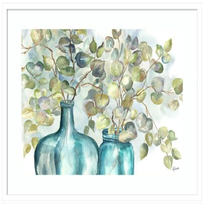 Amanti Art Framed Wall Art Print 24x33 Eucalyptus in Mason Jar I by Tre Sorelle Studios, Flowers Wall Art, Modern Contemporary Decor, Large Poster Painting Artwork for Living Room, Bedroom, Bathroom,