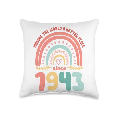 80 Birthday Making the world a better place since 1943 Throw Pillow