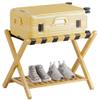 SMIBUY Luggage Rack, Foldable Bamboo Suitcase Stand with Storage Shelf for Guest Room, Bedroom, Hotel, Heavy-Duty, 1 Pack (Natural) view 1