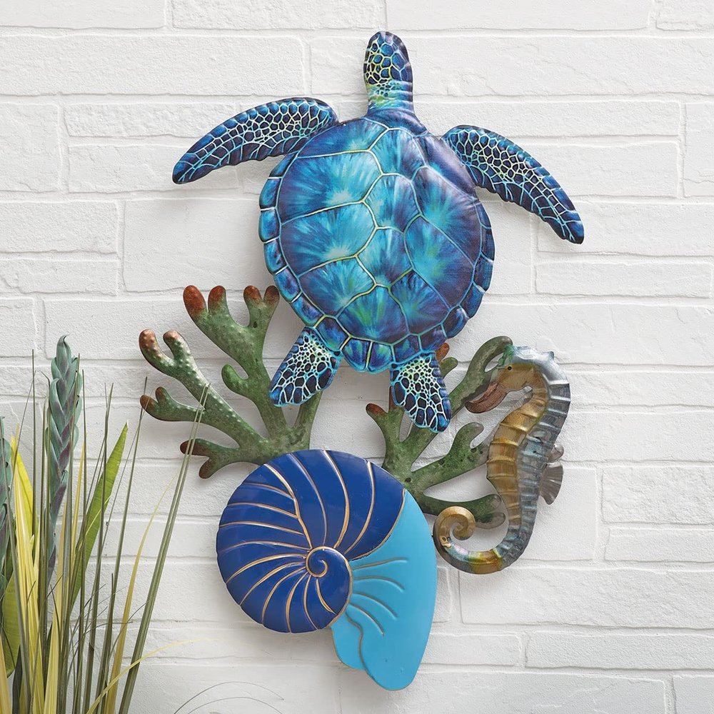 BLACK FOREST DECOR Coastal Sea Life Metal Wall Art