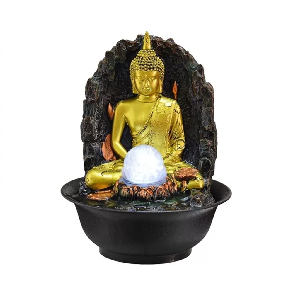 ARZARF Tabletop Waterfall Flowing Water Fountain Desktop Ornaments Feng Shui Ball Wheel Living Room Humidifier Home Buddha Statue Office Water Feature Tabletop Water Fountain