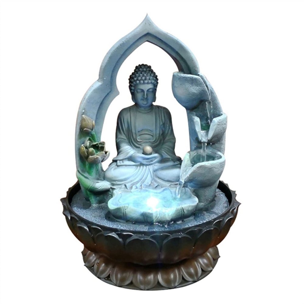 ARZARF Tabletop Waterfall Buddha Statue Waterscape Ornament Desktop Ornament Fountain Living Room Desktop Fountain with Feng Shui Ball Tabletop Water Fountain