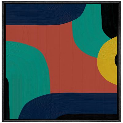 SIGNWIN Framed Canvas Print Wall Art Mid-Century Modern Retro Vintage Polygons Abstract Shapes Illustrations Modern Art Decorative Minimalism Calm/Zen for Living Room, Bedroom, Office - 16"x24" Black