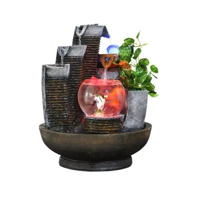 ARZARF Tabletop Waterfall Modern Indoor Alpine Fountain Turning Ball Indoor Humidifier Desktop Decoration Home Decoration Desktop Fountain Tabletop Water Fountain (Color : Brass)