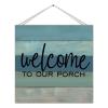 Nostalgic Farmhouse Wood Pallet Sign Welcome to Our Porch Wood Wall Hanging Sign Wall Pediment Antique Home Wall Decorations for Front Door Indoors Outdoors 12x12 Inch view 1