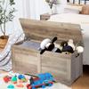 Timberer 39.4" Storage Chest, Wooden Storage Bench, Lift Top Toy Chest with 2 Safety Hinges, Large Toy Box, Entryway Bench for Living Room, Bedroom, Grey view 2