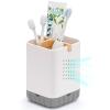 Boperzi Toothbrush and Toothpaste Holder with Bamboo Divider for Bathroom Countertop Organizer, Plastic Detachable Anti-Slip Large Electric Toothbrush Holders Storage Caddy Drainage for Family, Kids view 1