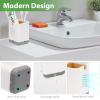 Boperzi Toothbrush and Toothpaste Holder with Bamboo Divider for Bathroom Countertop Organizer, Plastic Detachable Anti-Slip Large Electric Toothbrush Holders Storage Caddy Drainage for Family, Kids view 4