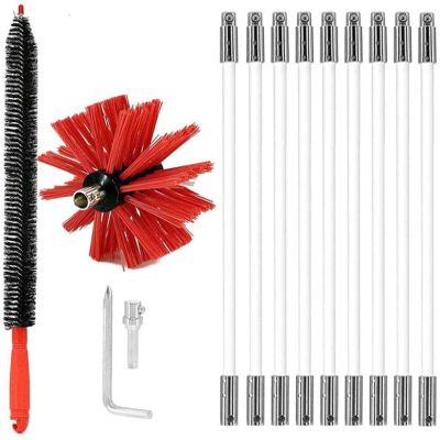 chimney sweep kit Chimney Sweeping Brush, Chimney Cleaning Brush Kit, Sweep Sweeping Brush Set Cleaning Tool Accessory Includes 6/9/12/15 Flexible Rods, 1 Brush Head ( Color : 9 Rods , Size : 610mm )