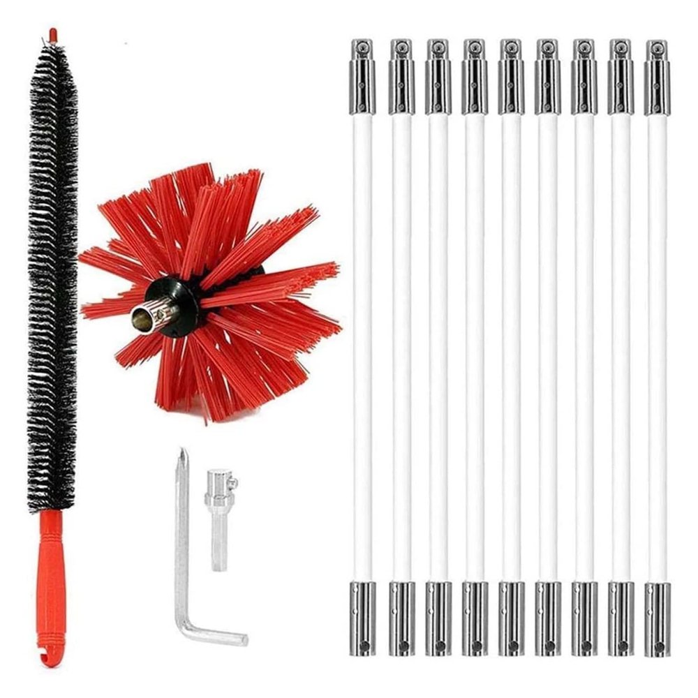 chimney sweep kit Chimney Sweep Kit, Chrome Button Locking System, Chimney Cleaning Kit, Chimney Brush, Chimney Cleaning Tool, Chimney Cleaning System With 6/9/12/15/18 Flexible Chimney Rods ( Color :
