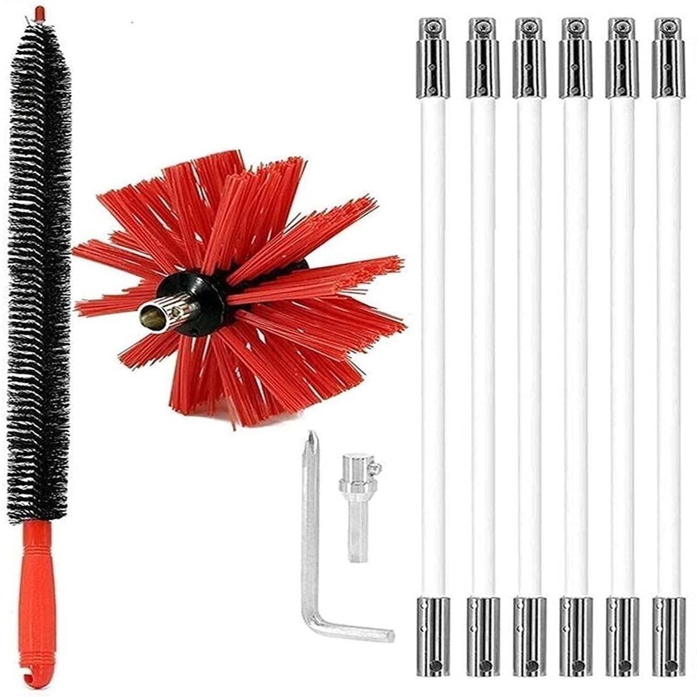 chimney sweep kit Chimney Sweeping Brush, Chimney Cleaning Brush Kit, Sweep Sweeping Brush Set Cleaning Tool Accessory Includes 6/9/12/15 Flexible Rods, 1 Brush Head ( Color : 6 Rods , Size : 410mm )