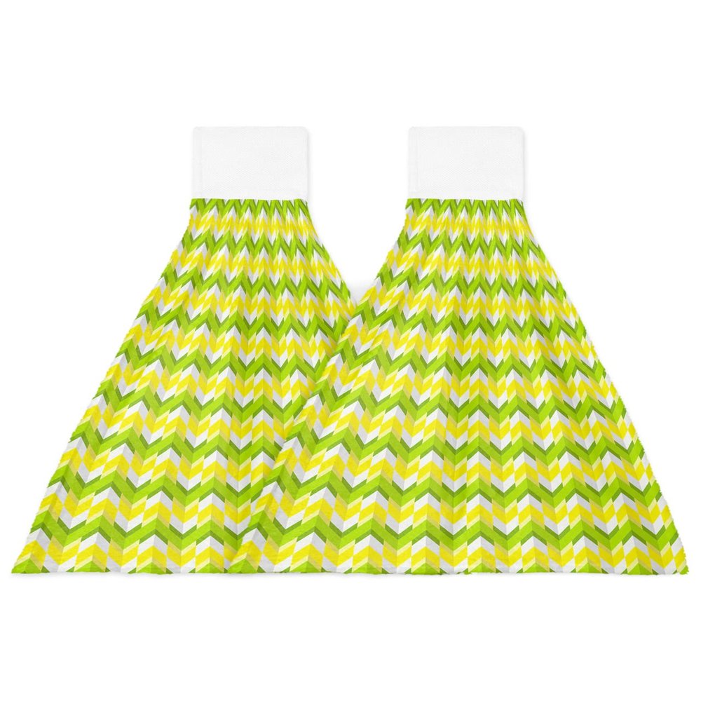 Abstract Modern Kitchen Hand Towels with Hanging Loops,Super Soft Fingertip Dry Microfiber Tie Dish Towel Absorbent Cleaning Washcloth for Bathroom,Kitchen Yellow Green Geometriy Lines Minimalist Art