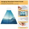 Mountains Peak Kitchen Hand Towels with Hanging Loops, Super Soft Thick Oven Fingertip Dry Microfiber Tie Dish Towel Absorbent Cleaning Washcloth for Bathroom, Kitchen Ombre Turquoise Natural Scenery view 2