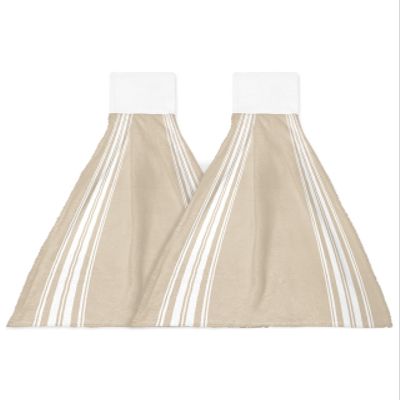 Country Rustic Stripes Kitchen Hand Towels with Hanging Loops,Super Soft Microfiber Dry Tie Dish Towel Absorbent Cleaning Washcloth for Bathroom,Kitchen Khaki White Geometric Line Luxurious Art