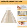 Country Rustic Stripes Kitchen Hand Towels with Hanging Loops,Super Soft Microfiber Dry Tie Dish Towel Absorbent Cleaning Washcloth for Bathroom,Kitchen Khaki White Geometric Line Luxurious Art view 2