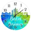 Germany Berlin Skyline Hanging Wall Clock Germany Berlin Watercolor Art Cityscape Clocks Colorful City Landscape Wood Round Clock Battery Operated Silent Wood Clocks for Living Room 10inch view 1