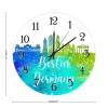 Germany Berlin Skyline Hanging Wall Clock Germany Berlin Watercolor Art Cityscape Clocks Colorful City Landscape Wood Round Clock Battery Operated Silent Wood Clocks for Living Room 10inch view 2