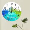 Germany Berlin Skyline Hanging Wall Clock Germany Berlin Watercolor Art Cityscape Clocks Colorful City Landscape Wood Round Clock Battery Operated Silent Wood Clocks for Living Room 10inch view 3