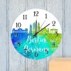 Germany Berlin Skyline Hanging Wall Clock Germany Berlin Watercolor Art Cityscape Clocks Colorful City Landscape Wood Round Clock Battery Operated Silent Wood Clocks for Living Room 10inch view 4