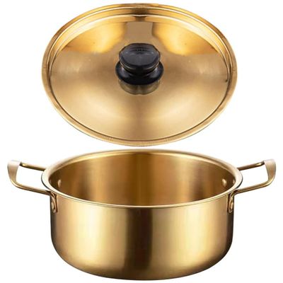 Kichvoe Stainless Steel Noodle Pot with Lid 9.76X7.08X3.93In Lightweight Portable Korean Cooking Pot for Soup Ramen Porridge Camping Hiking Outdoor Kitchen Cookware