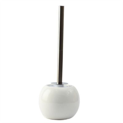 NOVOCE Toilet Brush Toilet Brush and Holder Set,Ceramics Bathroom BristlesCleaning Bowl Brush Kit with Tweezers White Black Toilet Bowl Brush (Color : B)