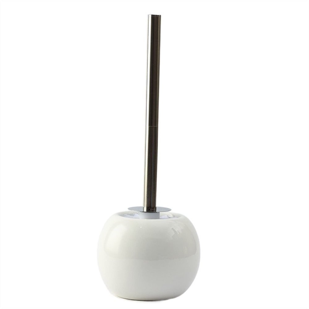 NOVOCE Toilet Brush Toilet Brush and Holder Set,Ceramics Bathroom BristlesCleaning Bowl Brush Kit with Tweezers White Black Toilet Bowl Brush (Color : B)