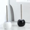NOVOCE Toilet Brush Toilet Brush and Holder Set,Ceramics Bathroom BristlesCleaning Bowl Brush Kit with Tweezers White Black Toilet Bowl Brush (Color : B) view 3