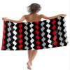 Turkish Beach Towel Oversized Sand Free Beach Towels Blanket - Black and Red Geometric Texture Super Absorbent Quick Dry Microfiber Pool Towels Soft Gym Travel Picnic Bath Towels for Kid Adults view 1